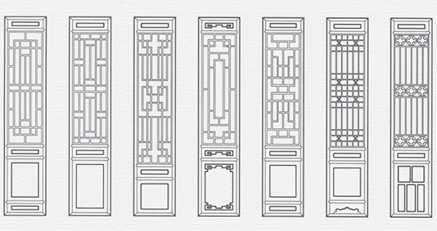 洞头常用中式仿古花窗图案隔断设计图